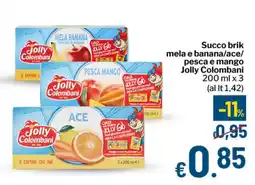 Qui Discount Succo brik mela e banana/ace/ pesca e mango Jolly Colombani offerta