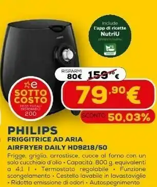 Euronics Daily collection hd9218 singolo 1425 w friggitrice ad aria calda nero offerta
