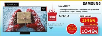 Euronics Tv neo qled 4k 50” qe50qn90a smart tv wi-fi titan black 2021 offerta