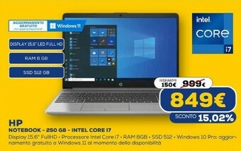 Euronics 250 g8 computer portatile 39,6 cm (15.6") full hd intel® core™ i7 di decima generazione 8 gb ddr4-sdram 512 gb ssd wi-fi 6 (8 offerta