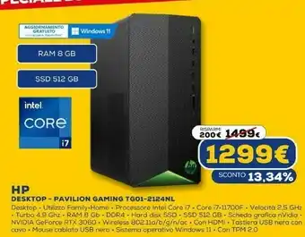 Euronics Pavilion gaming desktop tg01-2124nl bundle pc offerta