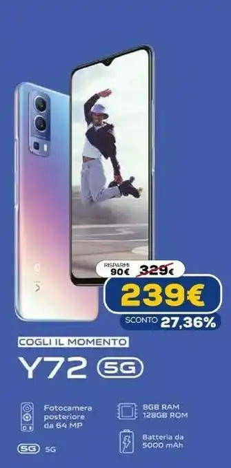 Euronics Y72 5g 16,7 cm (6.58") usb tipo-c 8 gb 128 gb 5000 mah multicolore offerta
