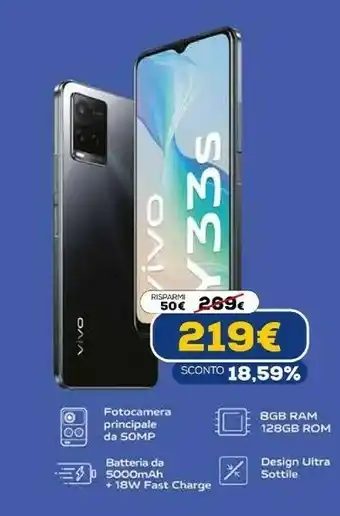 Euronics Vivo y33s 16,7 cm (6.58") doppia sim android 11 4g usb tipo-c 8 gb 128 gb 5000 mah offerta