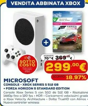 Euronics Xbox series s 512 gb wi-fi bianco offerta