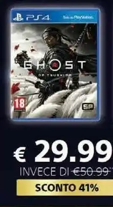 Euronics Ghost of tsushima, ps4 standard playstation 4 offerta