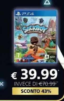 Euronics Sackboy: a big adventure, ps4 standard playstation 4 offerta