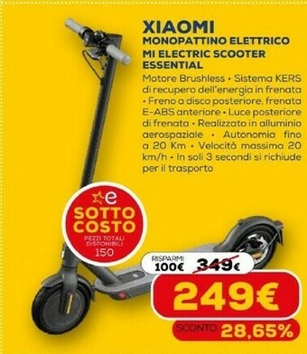 Euronics Mi electric scooter essential 20 km/h alluminio offerta