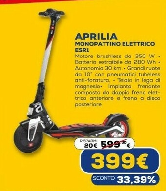 Euronics Aprilia monopattino elettrico esr1 offerta