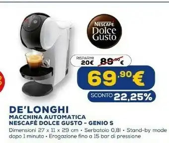 Euronics Delonghi macchina automatica nescafe dolce gusto - genio s offerta