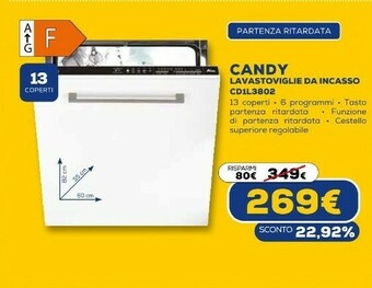 Euronics Lavastoviglie da incasso cd1l3802 offerta