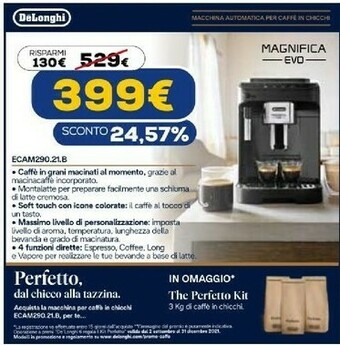 Euronics Delonghi magnifica evo ecam290.21.b offerta