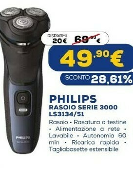 Euronics Rasoio serie 3000 ls3134/51 offerta