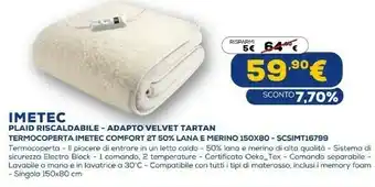 Euronics Plaid riscaldabile - adapto velvet tartan offerta