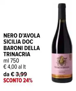 Iperal Nero d'avola sicilia doc baroni della TRINACRIA offerta