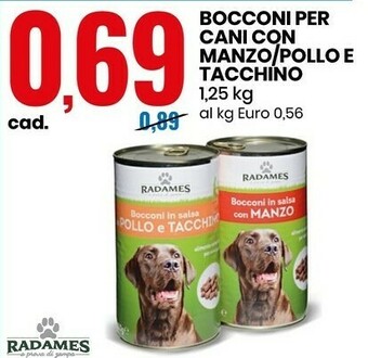 Eurospin Radames bocconi per cani con manzo offerta