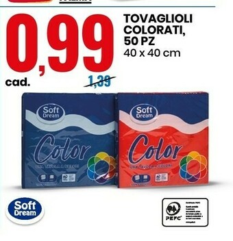 Eurospin Soft dream tovaglioli colorati, 50 pz offerta