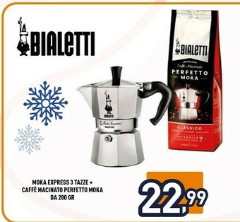 Unieuro Moka express 3 tazze + caffè macinato perfetto moka offerta