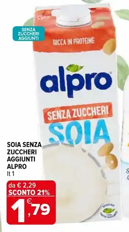 Iperal Soia senza zuccheri aggiunti ALPRO offerta