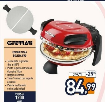 Unieuro Delizia macchina e forno per pizza 1 pizza(e) rosso 1200 w offerta