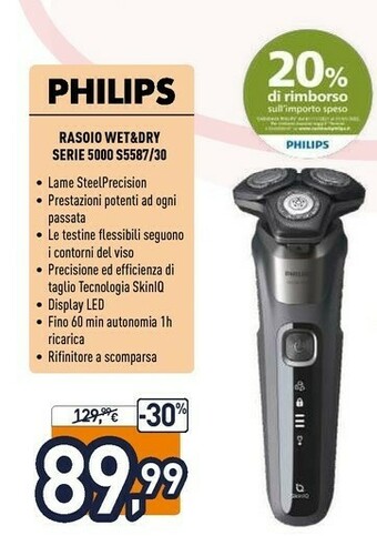 Unieuro Rasoio wet & dry serie 5000 s5587/30 offerta
