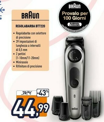 Unieuro Bt7220 regolabarba nero, argento offerta
