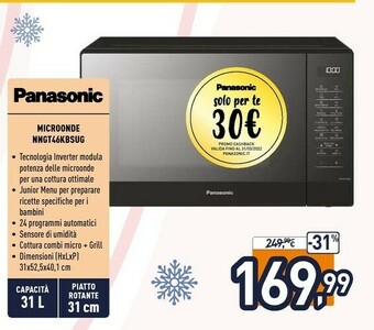 Unieuro Nn-gt46 , microonde grill, 31 lt, 24 programmi automatici, inverter offerta