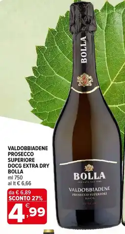 Iperal Valdobbiadene prosecco superiore docg extra dry BOLLA offerta