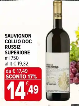 Iperal Sauvignon collio doc RUSSIZ SUPERIORE offerta