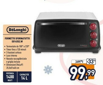 Eo 14552.w fornetto con tostapane 14 l nero, bianco grill 800 w