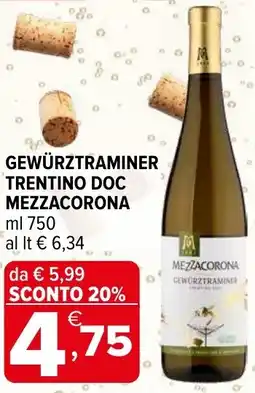 Iperal Gewürztraminer trentino doc MEZZACORONA offerta