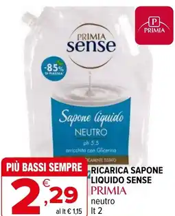 Iperal Ricarica sapone liquido sense PRIMIA offerta