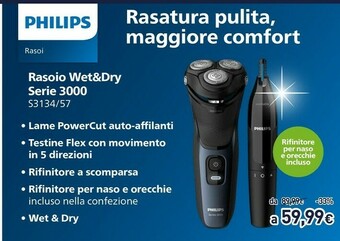 Unieuro Rasoio wet&dry serie 3000 s3134/57 offerta