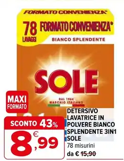 Iperal Detersivo lavatrice in polvere bianco splendente 3in1 SOLE offerta