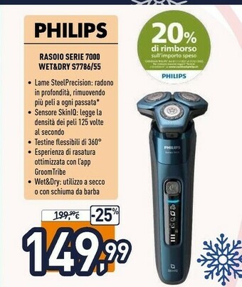 Unieuro Rasoio serie 7000 wet&dry s7786/55 offerta