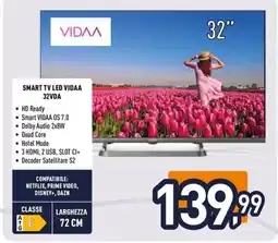 Unieuro ioplee SMART TV LED VIDAA 32VDA offerta