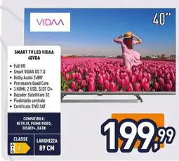 Unieuro ioplee SMART TV LED VIDAA 40VDA offerta