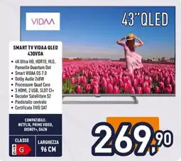 Unieuro ioplee SMART TV VIDAA QLED 43QVDA offerta
