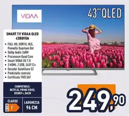 Unieuro ioplee SMART TV VIDAA QLED 43BQVDA offerta