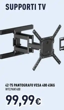 Unieuro SUPPORTI TV 42-75 PANTOGRAFO VESA 400 45KG WTCPANT400 offerta