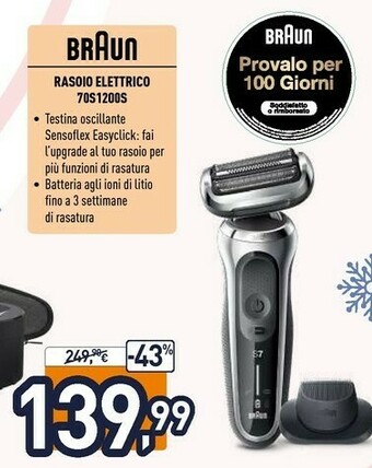 Unieuro Series 7 70-s1200s rasoio elettrico uomo con rifinitore di precisione, argento offerta
