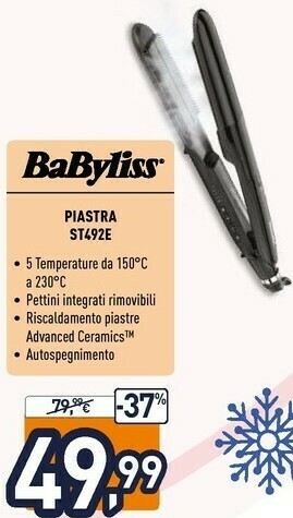 Unieuro St492e messa in piega piastra per capelli vapore nero 2,5 m offerta
