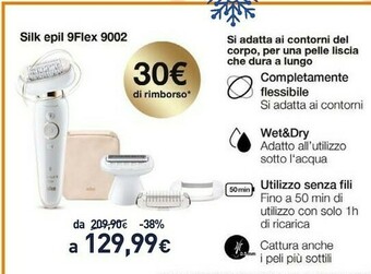 Unieuro Silk-épil 9 flex 9-002 - epilatore elettrico donna bianco/oro con testina flessibile per un’epilazione più semplice offerta