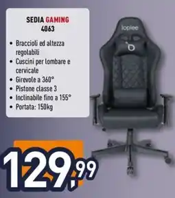 Unieuro Ioplee SEDIA GAMING 4063 offerta