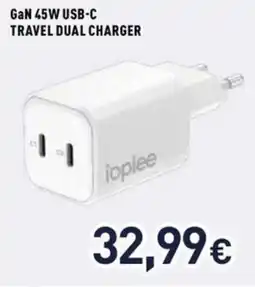 Unieuro ioplee GaN 45W USB-C travel dual charger offerta