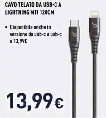 Unieuro ioplee Cavo telato da USB-C a lightning mfi 120cm offerta