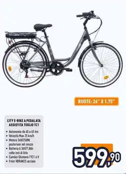 Unieuro Teklio city e-bike a pedalata assistita teklio TC1 offerta
