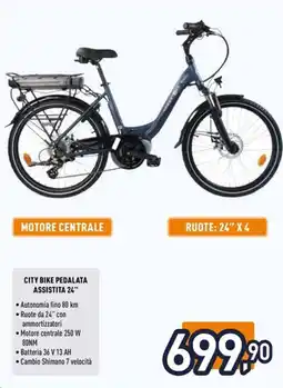 Unieuro Teklio city bike pedalata assistita 24" offerta