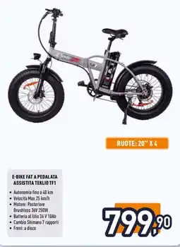 Unieuro Teklio e-bike fat a pedalata assistita TF1 offerta