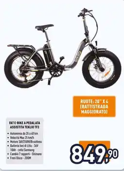 Unieuro Fat e-bike a pedal ata assistita teklio TF3 offerta