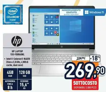 Unieuro 15s-fq0060nl computer portatile 39,6 cm (15.6") hd intel® celeron® 4 gb ddr4-sdram 128 gb ssd wi-fi 5 (802.11ac) windows 10 h offerta